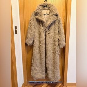 H&M Full-Length Faux Fur Teddy Coat - Tan